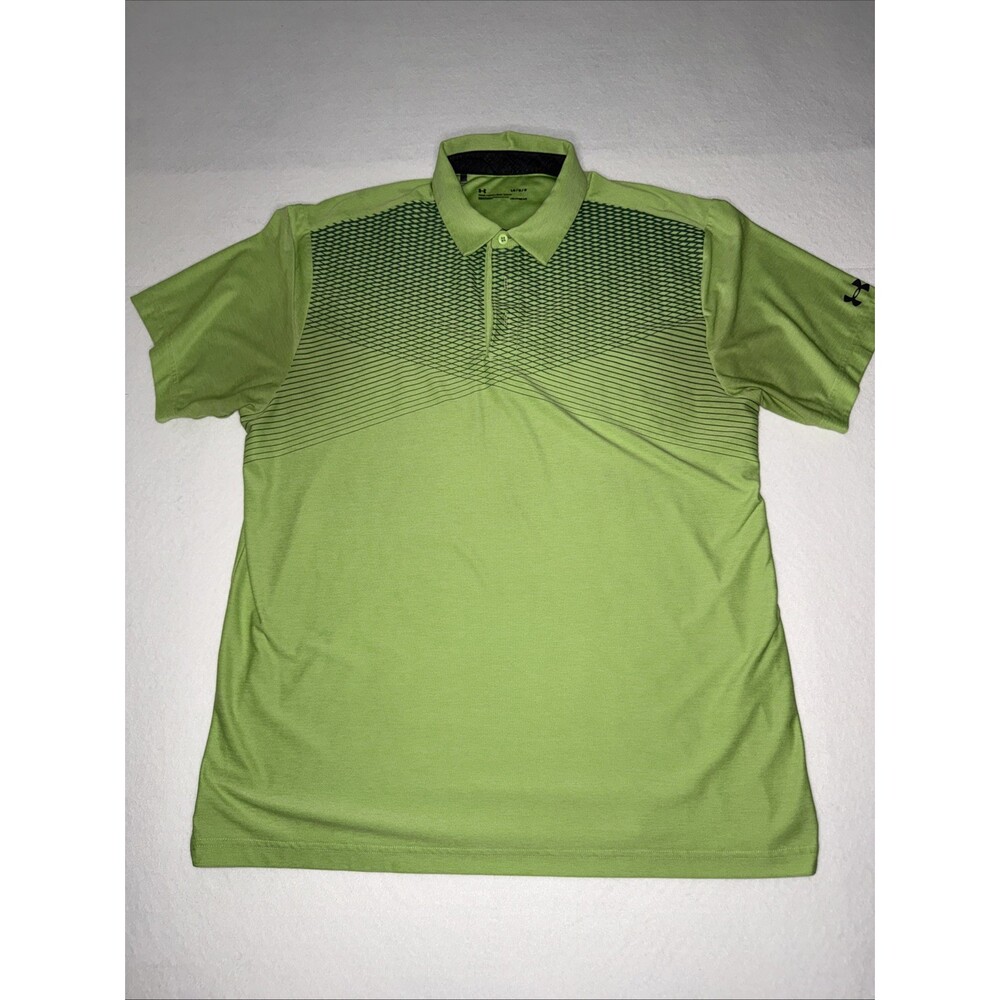 Under Armour Mens Playoff Polo Lime Green Golf Shirt Performance Size Large EUC